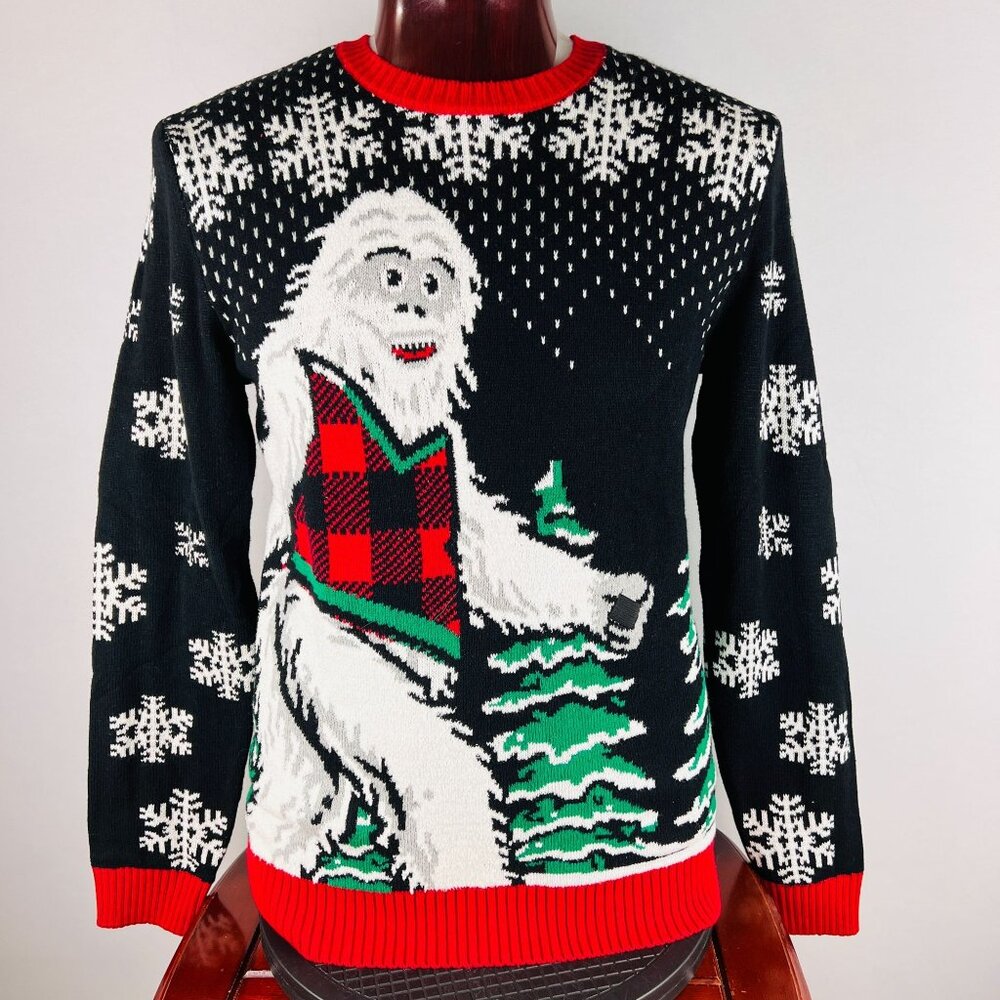 Ugly Christmas Sweater YETI Bigfoot Sasquatch Large Shirt